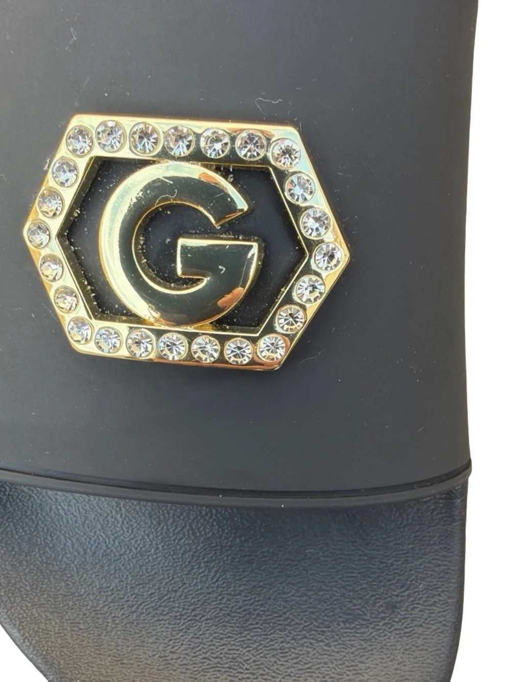 GBG Los Angeles Black slides With crystal-embellished 